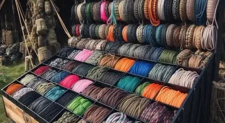Mostruário de cordas de sobrevivência
